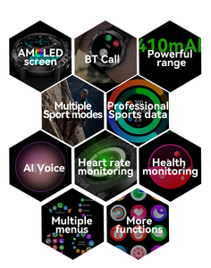 Đồng hồ thông minh thể thao Amoled 1.43 inch 2024 HK87, hỗ trợ gọi Bluetooth, đo oxy máu, pin lớn 410mAh, Reloj Smartwatch - Product Image 3