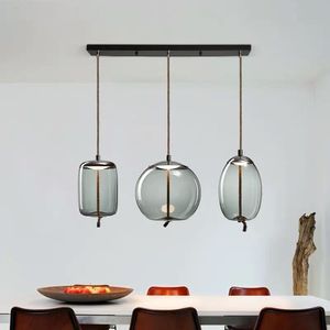 Lámpara <span class=keywords><strong>Colgante</strong></span> Creativa para Restaurante, <span class=keywords><strong>Cocina</strong></span>, Bar, Lámpara <span class=keywords><strong>Colgante</strong></span> de Bola de Vidrio Ahumado para Comedor - Product Image 1