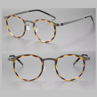 Monturas Ópticas Circulares Unisex de Diseño Moderno, Montura de Gafas de Acetato y Titanio