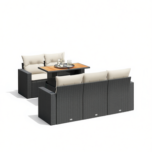 Garden <b>Sofa</b> Set With Cushions Black PE <b>Rattan</b> Outdoor Furniture Waterproof Contemporary Design - Product Image 1