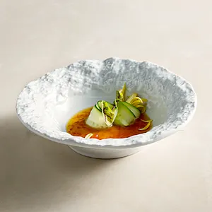 Tazón de ensalada de restaurantes de gama alta con relieve blanco creativo japonés, tazón de ramen de fideos de porcelana para Pasta de cerámica