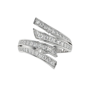 Axiom Sculptural Triple Band <b>Ring</b> in 925 Sterling Silver with 18K White <b>Gold</b> Plating and Brilliant Cut Diamond <b>Set</b> - Product Image 6