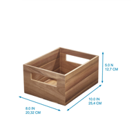 Grande boîte de rangement en bois d'acacia de taille moyenne caisse de rangement pour spaghetti de cuisine avec poignées