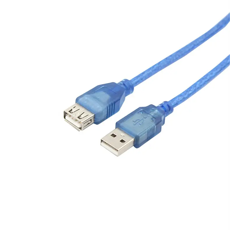 Transparent blue 0.3m 0.5m 1m usb 2.0 extension cable af to am in stock