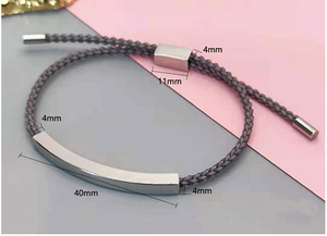 Personalized DIY Laser Engraving Blank Stainless Steel Curved Tube bar Bracelet Adjustable Rope Bracelet Couple Bracelet - Product Image 6