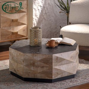 Wabi Sabi Solid Wood Coffee <b>Table</b> Natural Color Handmade Octagonal <b>Low</b> Round <b>Table</b> For Living Room Guesthouse Hotel - Product Image 2