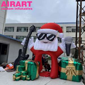 Père Noël Gonflable Rocker pour Bar et Club, avec Microphone et Lunettes de Soleil, Idéal pour l'Entrée de la Fête - Product Image 2