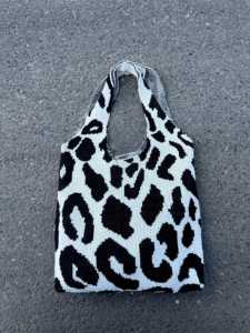 Borsa da donna Vintage con motivo leopardato in maglia all'uncinetto con Design a colori a contrasto di grande capacità per Shopping Bag nuovo autunno inverno - Product Image 6
