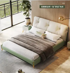 Nouveau <span class=keywords><strong>type</strong></span> fabricant <span class=keywords><strong>de</strong></span> lit queen size en cuir hôtel led <span class=keywords><strong>de</strong></span> lit <span class=keywords><strong>de</strong></span> couleur blanche - Product Image 1