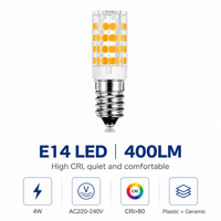 Ampoule LED E14 en céramique plastique 2835, 51 LED, 4W, 400LM, Ra>80, sans scintillement, AC220-240V, certifiée CE, pour usage résidentiel