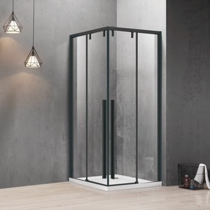 Kamalu KSA1000B Moderna Cabina Doccia 90x120 con Profili Neri da 8mm, Porta Scorrevole Doppia per Bagno e Hotel, Spessore Vetro 10mm - Product Image 1