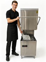 Lave-vaisselle professionnel à passage direct, type hotte, automatique, pour restaurant, hôtel, cantine, cuisine