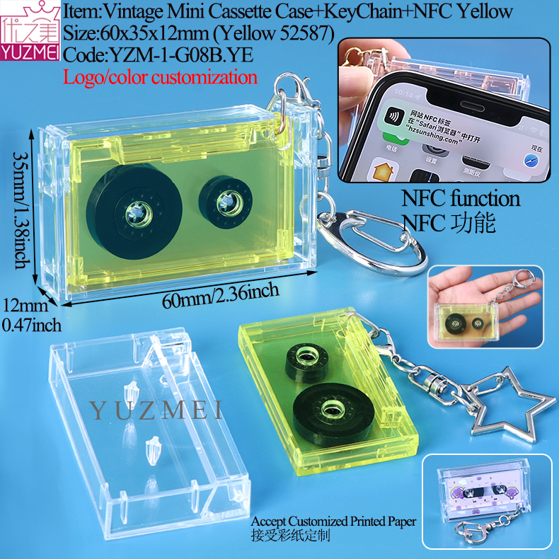 G08B Mini Cassette Case Yellow With NFC