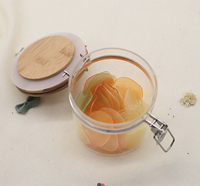 Pot de conservation alimentaire en verre borosilicate en gros avec couvercle en bambou à fermeture hermétique pour usage domestique