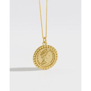 Ensemble collier et bague vintage plaqué or avec portrait d'Elizabeth, bijoux pour tous les jours, style unisexe - Product Image 2