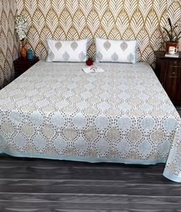 Hand Block Print Cotton <b>Flat</b> Sheet Boho Floral Indian Bedding Queen King Jaipur Handmade - Product Image 4