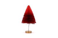 22.5Cm Mini Sapin de Noël Artificiel en Sisal Givré Base en Bois Pin avec Brosse à Bouteille Décoration de Noël Festive