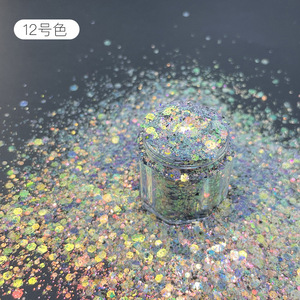 Poudre scintillante Wei Cai Xiang, multicolores, forme hexagonale, pour nail art, DIY, paillettes pour le corps - Product Image 2