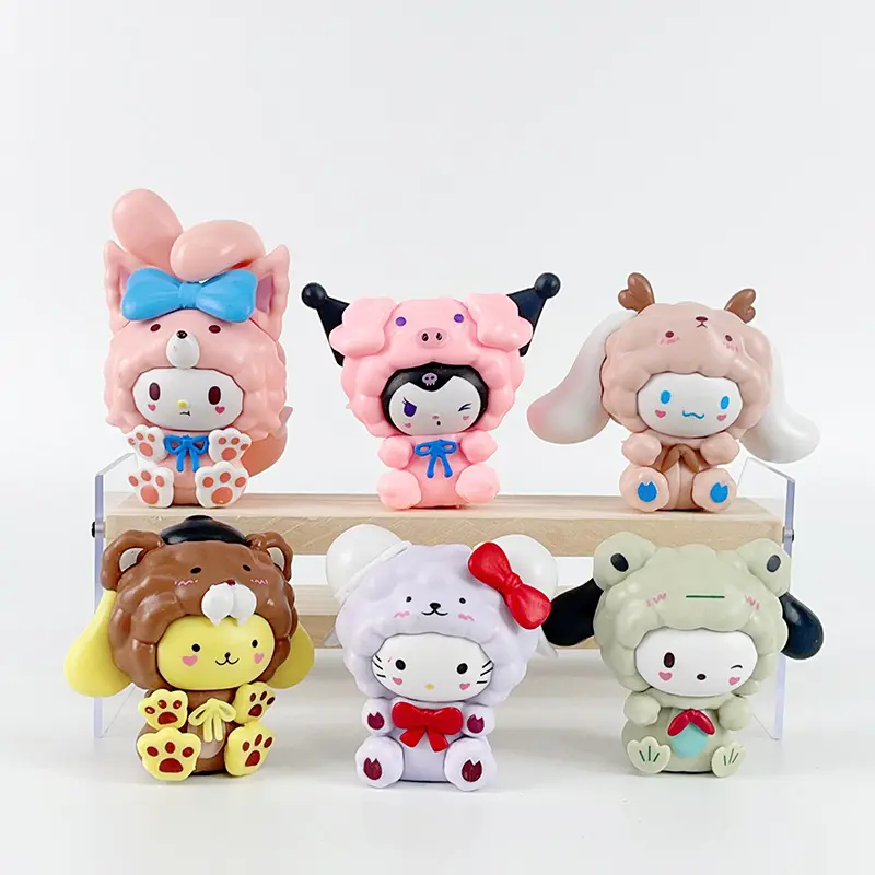 BJ NEW Cute Sanrios Figure 7-10cm 8pcs PVC Toys Set Kuromis Cinnamoroll Hello Kitties Figure Set for Kid Gift