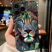 Coque de téléphone anti-chute en TPU mat à motif animal Lion King Angel Eyes pour iPhone 16 15 14 13 12 11 Xs Xr