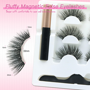 Collection de 3 paires de cils magnétiques faits à la main, en matériau végétalien, sans colle, application rapide, cils magnétiques avec <span class=keywords><strong>liner</strong></span>, offre en gros d'usine - Product Image 2