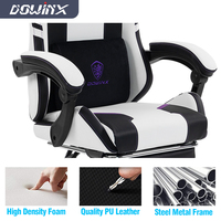 Chaise de bureau ergonomique pivotante pour jeux vidéo avec accoudoirs adaptatifs et repose-pieds