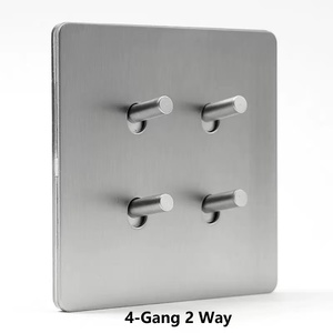 Interruptor Vintage de 2 Vias com 2 Tomadas para Decoração de Casa Exclusiva Transfronteiriça. Superfície Escovada em Aço Inoxidável Cinza Fosco. - Product Image 4