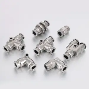 PM/PU/PV/PE/PY Quick Connect Pneumatic Straight/Elbow Fittings Stainless Steel Push In Pipe Fitting