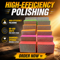 DRILKING Bloc de ponçage abrasif pour carrelage, verre, pierre, marbre, céramique, disque de ponçage abrasif # 60-400 tampons de polissage manuel en diamant