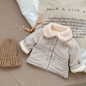 겨울 아기 옷 유아용 체크무늬 곰 자켓 클립 코튼 따뜻한 남아 여아 두꺼운 코트 - Product Image 5