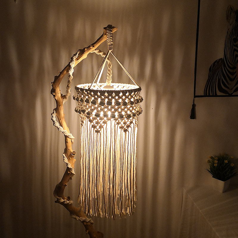 Lampadario in macramè fatto a mano, paralume in macramè, coprilampada boho, lampada a sospensione da soffto per casa e camera da letto  15