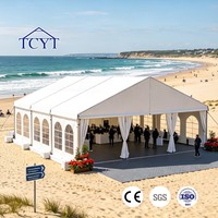 Tente de réception extérieure en alliage d'aluminium et tissu PVC, construction manuelle, pour événements