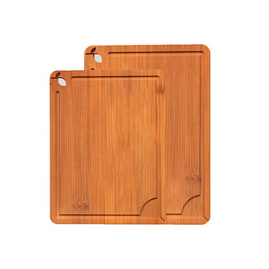 Bamboo Cutting Board Two Piece <b>Set</b> 17x12 And 15.8x11.7 Inch Multifunction Kitchen Chopping Block - Product Image 3