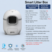 Bac à litière pour chat en plastique intelligent, nettoyage automatique, 60L, facile à nettoyer, pour chats d'intérieur, OEM personnalisé
