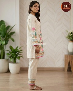 Best Selling Women Casual Cord Set <b>Top</b> And Pant Set Lightweight Breathable Outfit For Summer And Daily Wear <b>Indian</b> Supplier - Product Image 3