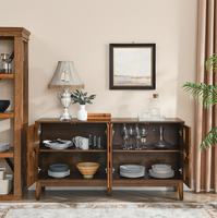 Buffet de style moderne du milieu du siècle en bois massif + MDF, meuble de rangement convertible, console TV pour salon, chambre à coucher