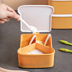 Korean Style Spice Box Set With Spoon Airtight Condiment Container For Kitchen Solid Seasonings M Size Plastic Lid Layer Type - Product Image 4
