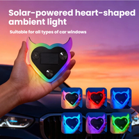 Lumière ambiante solaire HC en forme de cœur et de corne avec capteur de lumière et de vibration pour vitres de véhicules