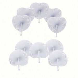 Abanicos de Papel Plegables en Forma de Corazón Blancos con Asas de Plástico, Colores Personalizados, para Pintar DIY - Product Image 6