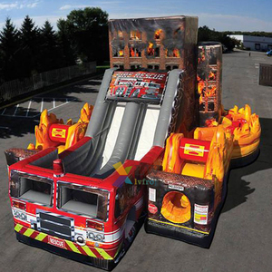 Thương mại Inflatable khô trượt lửa cứu hộ funland với các chướng ngại vật có tính năng xe cứu hỏa cho thuê - Product Image 3