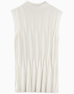 Offre Spéciale vente en gros femmes été coupe ajustée haut <span class=keywords><strong>sans</strong></span> manches gilet col montant mince <span class=keywords><strong>pull</strong></span> tricoté - Product Image 3