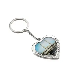 Hot clear custom printed digital photo frame viewer heart square frame shape keychain for gift