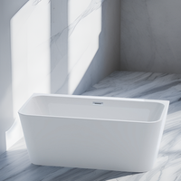 Baignoire autoportante rectangulaire contemporaine en acrylique, norme CE, avec plateforme épaisse pour hôtel et villa