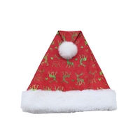 Chapeau de Père Noël classique rouge à paillettes avec bordure en fourrure blanche et pompon pour Noël, chapeau de Noël en peluche, vente en gros personnalisée