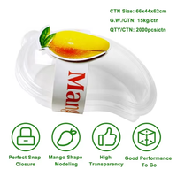 Boîte en plastique transparente en forme de mangue pour mousse au chocolat et desserts, en PET, avec couvercle, vente en gros