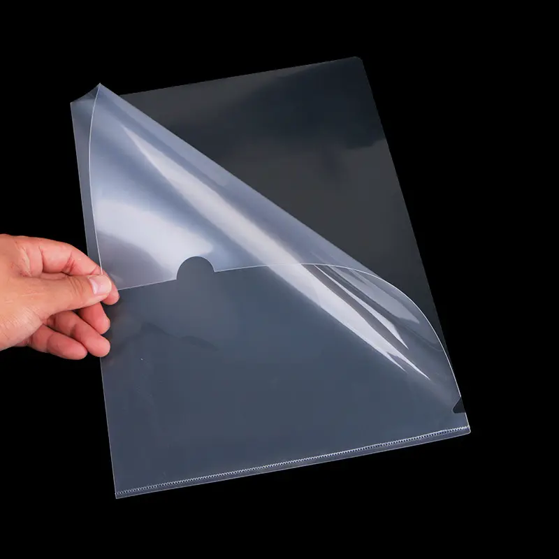 Extra Thickness Customized Printed Plastic Clear Transparent Doc Paper Holder File A4 Size Translucent PP L-Shape File Folder