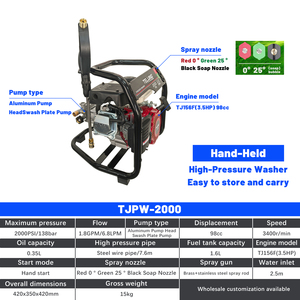 Lavadora <span class=keywords><strong>de</strong></span> Gasolina Portátil <span class=keywords><strong>de</strong></span> Alta Presión TLJ <span class=keywords><strong>de</strong></span> Nuevo Diseño, Refrigerada por Aire, con 3 Boquillas, 2000 PSI, 13.8 Mpa, para <span class=keywords><strong>Lavado</strong></span> <span class=keywords><strong>de</strong></span> Autos Móvil - Product Image 4