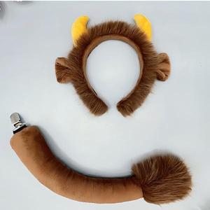 S0007 cosplay thiết lập Halloween động vật Headband và đuôi thiết lập lông yak Tai Headband và đuôi thiết lập gia súc tai và đuôi cosplay Prop - Product Image 3