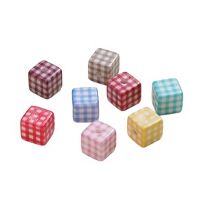Acrylic Checkered Square <b>Beads</b> For Bracelet Making 8mm Loose <b>Beads</b> DIY Jewelry Crafting Materials - Product Image 5