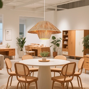 Lampade rafia per sala da pranzo ristorante Moder E27 luce a sospensione in rafia naturale paralume lampadario lampade - Product Image 1